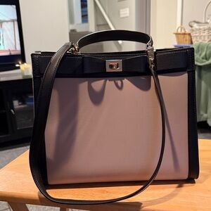 kate spade Black & Blush Structured Top-Handle Satchel